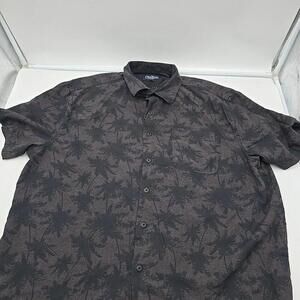 NAT NAST Mens Luxury Shirt XL-Large Black Tropical Relaxed Geometric Silk‎ Blend